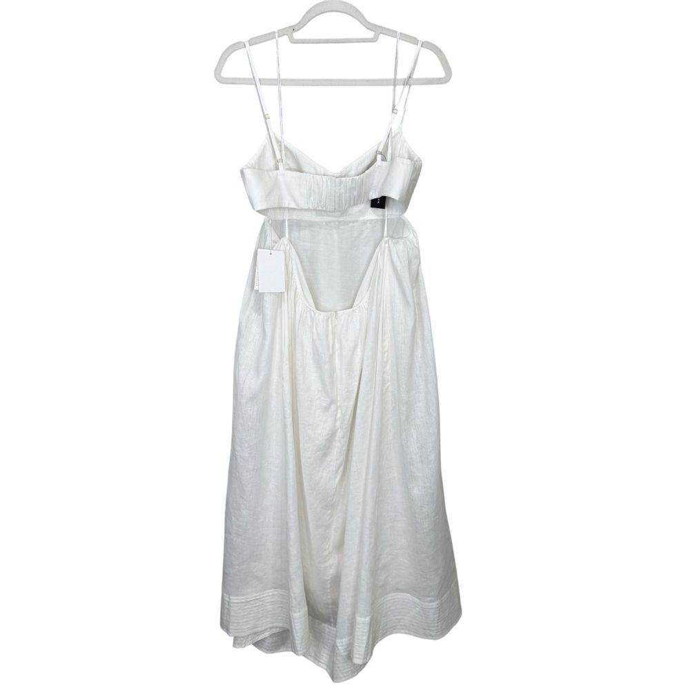 NEW Zimmermann Rosa Linen Bralette Midi Dress Ivory Size 10 - Picture 8 of 14